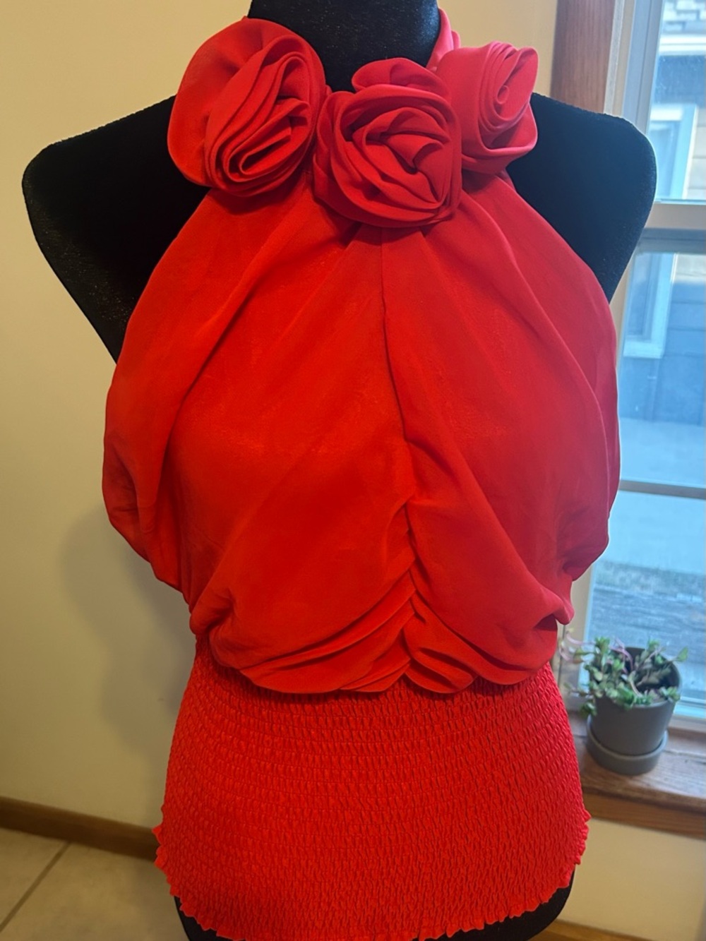 Dots Vibrant orange blouse
